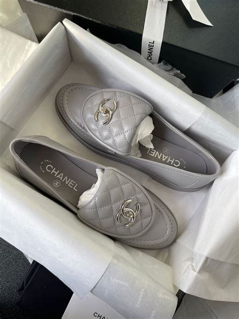 grey chanel loafers|chanel loafers for sale.